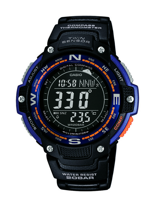 Casio Men'S Quartz Compass Thermometer Black Resin 47.5mm Watch Sgw100-2b