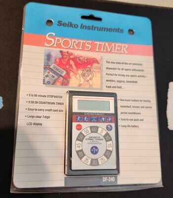 Vintage NEW SEIKO Instruments LCD Sports Card Timer Stopwatch Model DF-240 VTG
