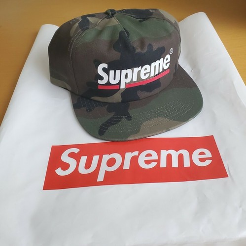 Supreme Underline 5-Panel Cap Camouflage Hat Green Camo