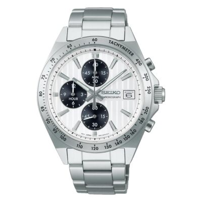 Pre-owned Seiko Selection Men Watch Sbtr039 Silver Dial Chronograph Stainless Steel Quartz