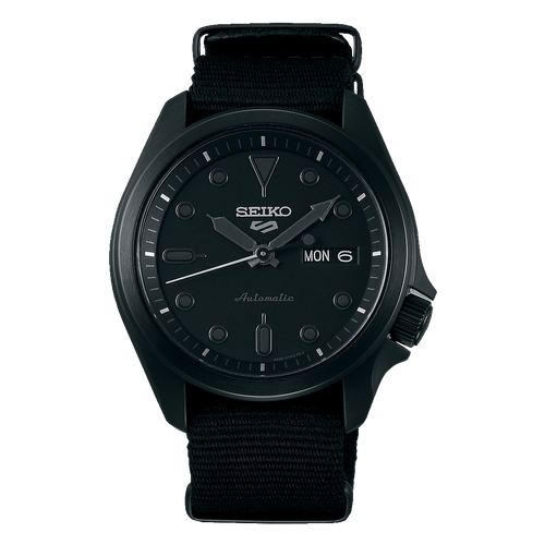 Pre-owned Seiko 5 Sports Black Dial Black Nylon Strap Men's Watch Srpe69k1 Us4