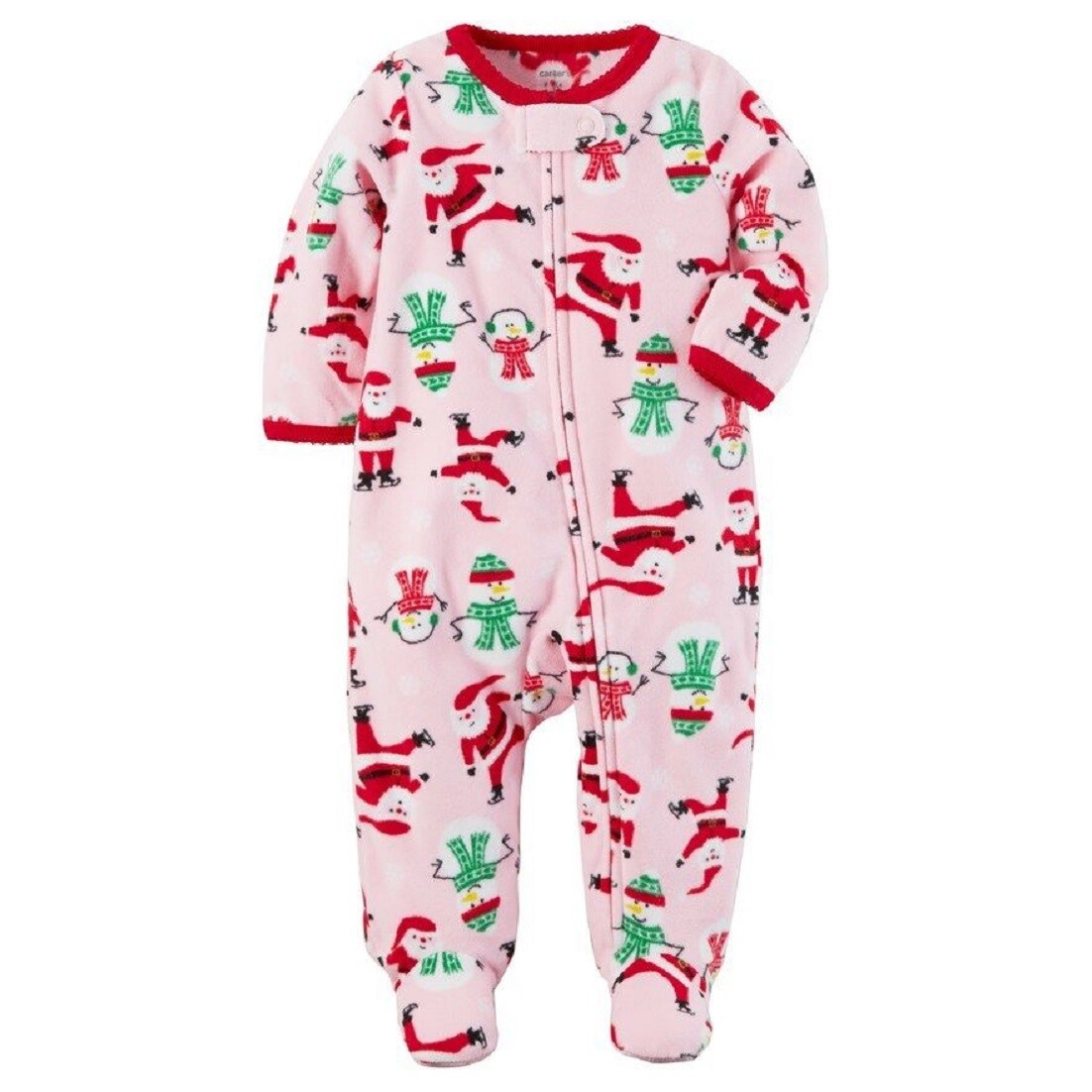 

РОЖДЕСТВЕНСКАЯ ПИЖАМА САНТА-КЛАУС CARTERS BABY GIRL 1шт. ФЛИСОВАЯ ПИЖАМА НА НОЖКАХ 3М, Pink multicolor