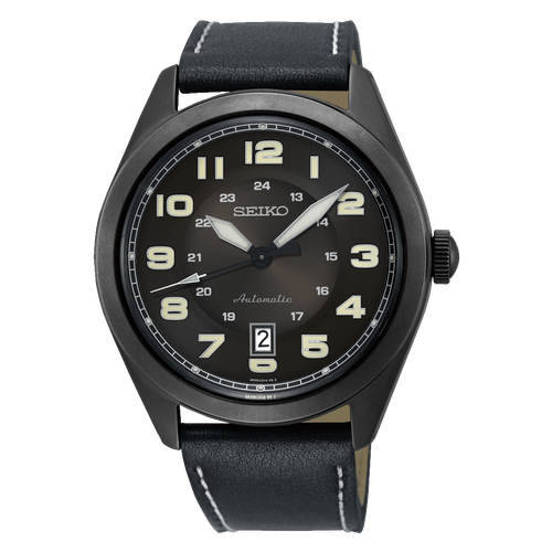 Pre-owned Seiko Neo Sports Srpc89k1 Automatic Black Dial Black Leather Men Watch Us4