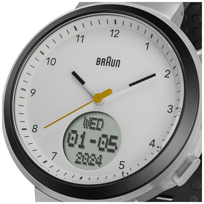 Pre-owned Braun Digital Smartwatch (45mm) White Hybrid Dial / Black Silicone Bn0299pwhbkg