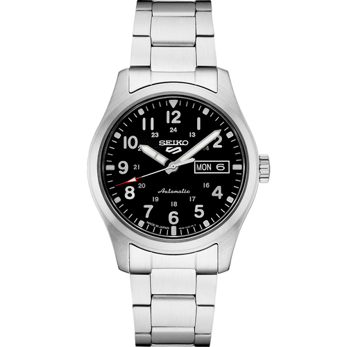 Pre-owned Seiko 5 Sports 24-jewel Automatic Black Dial Ss Bracelet Srpg27 Men's Watch