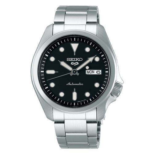 Pre-owned Seiko 5 Sports Automatic Black Dial Silver Steel Men's Watch Srpe55k1 Usus