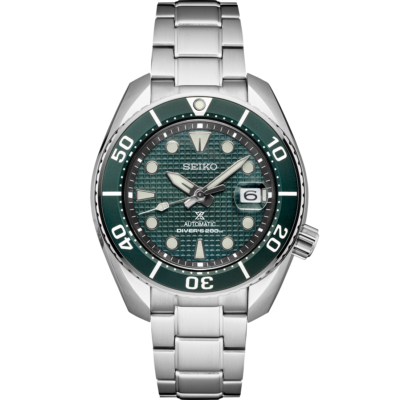 Pre-owned Seiko Prospex Sumo Ice Green Dial 200m Divers Men's Watch Spb177