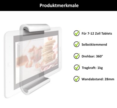 Tablet Wandhalterung A12 Halterung für Apple iPad Mini 2 Wandhalter Weiß 360