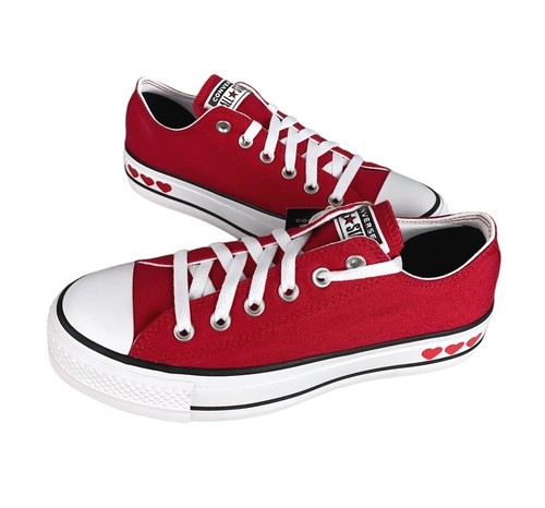 НОВЫЕ женские туфли Converse Chuck Taylor All Star Lift Ox Красно-белого цвета на заказ, размер 10