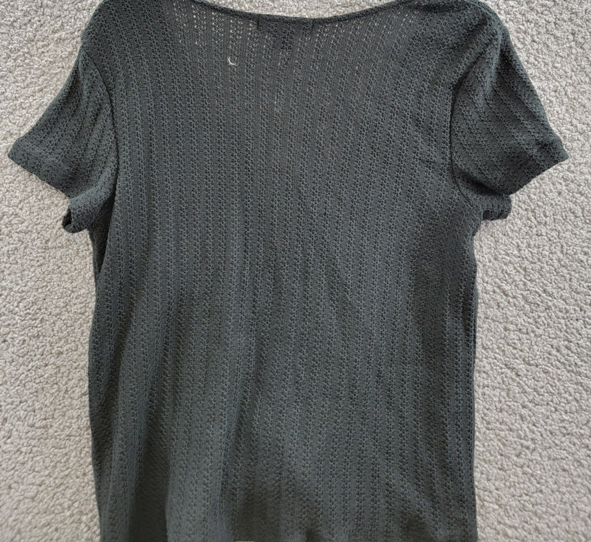 Sanctuary By My Side Tie-Front Pointelle Tee Women's XS Black Vneck Short Sleeve - Picture 14 of 17