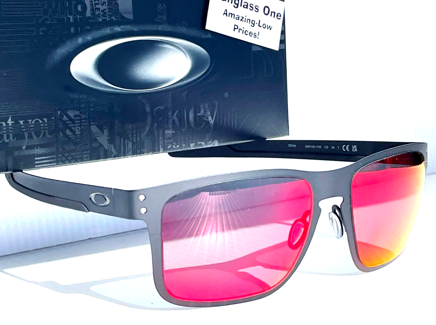 Pre-owned Oakley Holbrook Metal Matte Black Polarized Galaxy Magenta Sunglass 4123 In Purple