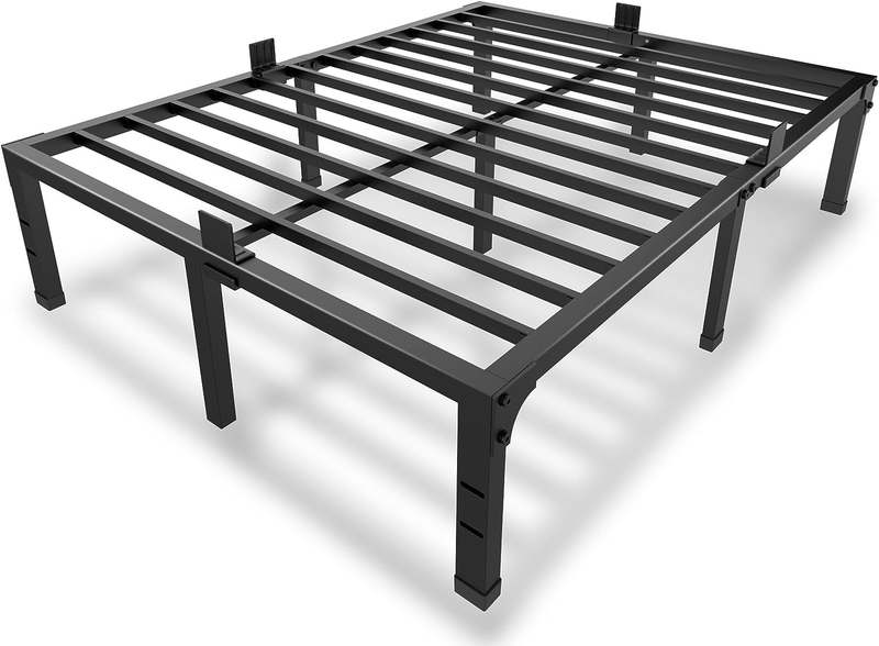 Metal Platform 14 Inch Full Size Bed Frames Black Bed Frame Steel Slats Support