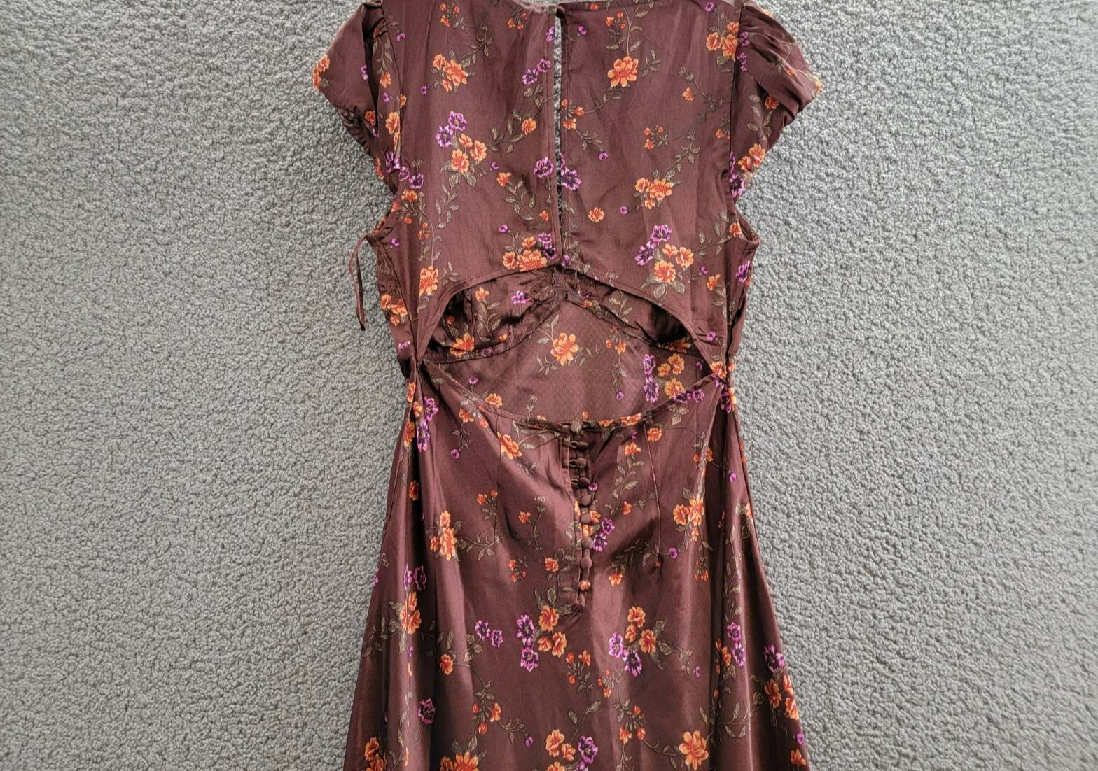 Free People Butterfly Babe Floral Dress Womens S Brown Combo Button Back Closure - Picture 11 of 18