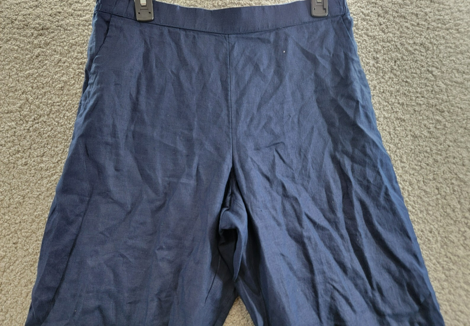 Charter Club Linen Solid Cropped Pull-On Pants Women's M Intrepid Blue Solid - Picture 3 of 17