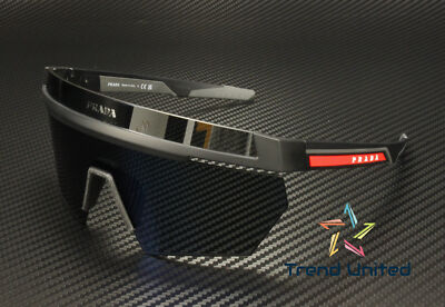 Pre-owned Prada Linea Rossa Ps 01ys 1bo03u Mt Black Dk Grey External Ar 44 Mens Sunglasses In Gray