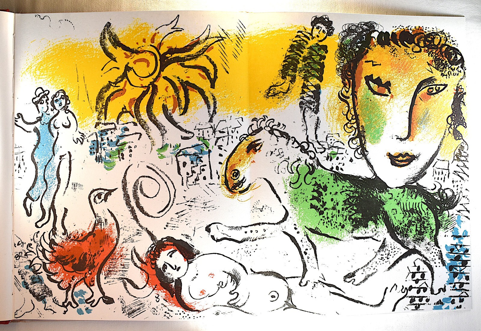 【リトグラフ】Marc Chagall MARC CHAGALL ' Paris Lovers' - Original Lithograph- Signed