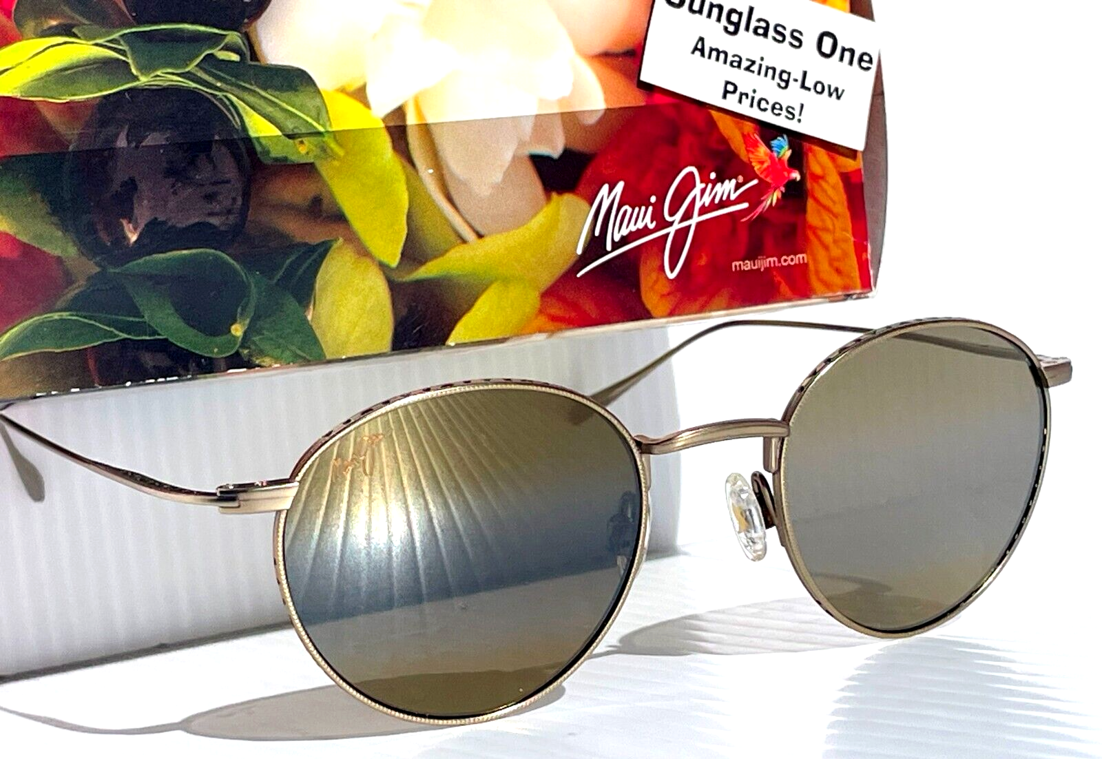 Pre-owned Maui Jim North Star Gold Titanium Polarized Bronze Lens Sunglass H757-16m