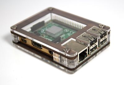 C4Labs Zebra Walnut Veneer Solid Top for Raspberry Pi 3B+,3,2,B+ w/Power Cord