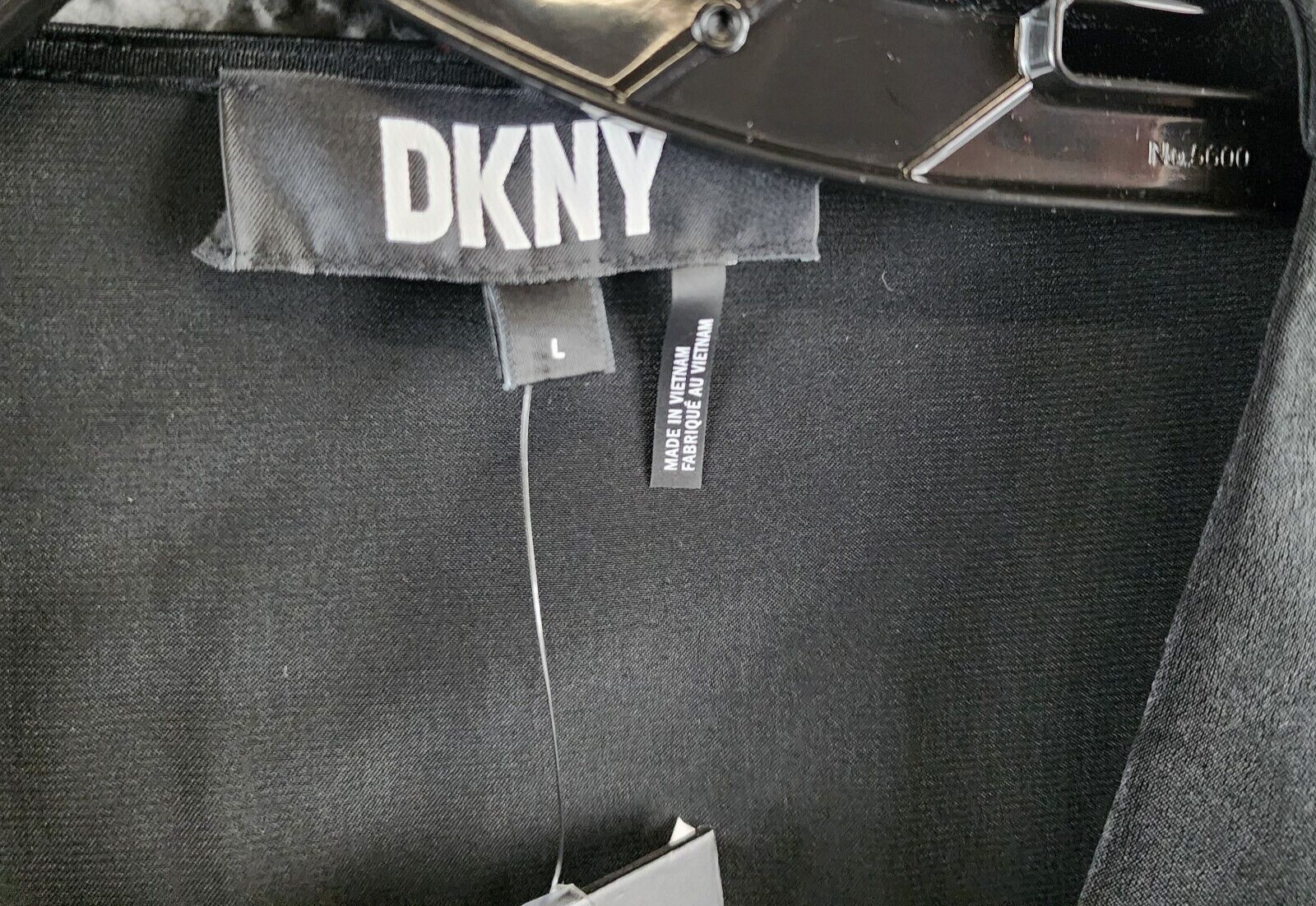 DKNY Surplice V-Neck Shirred Shoulder Peplum Top Women's L Black Hook & Eye - Picture 5 of 14