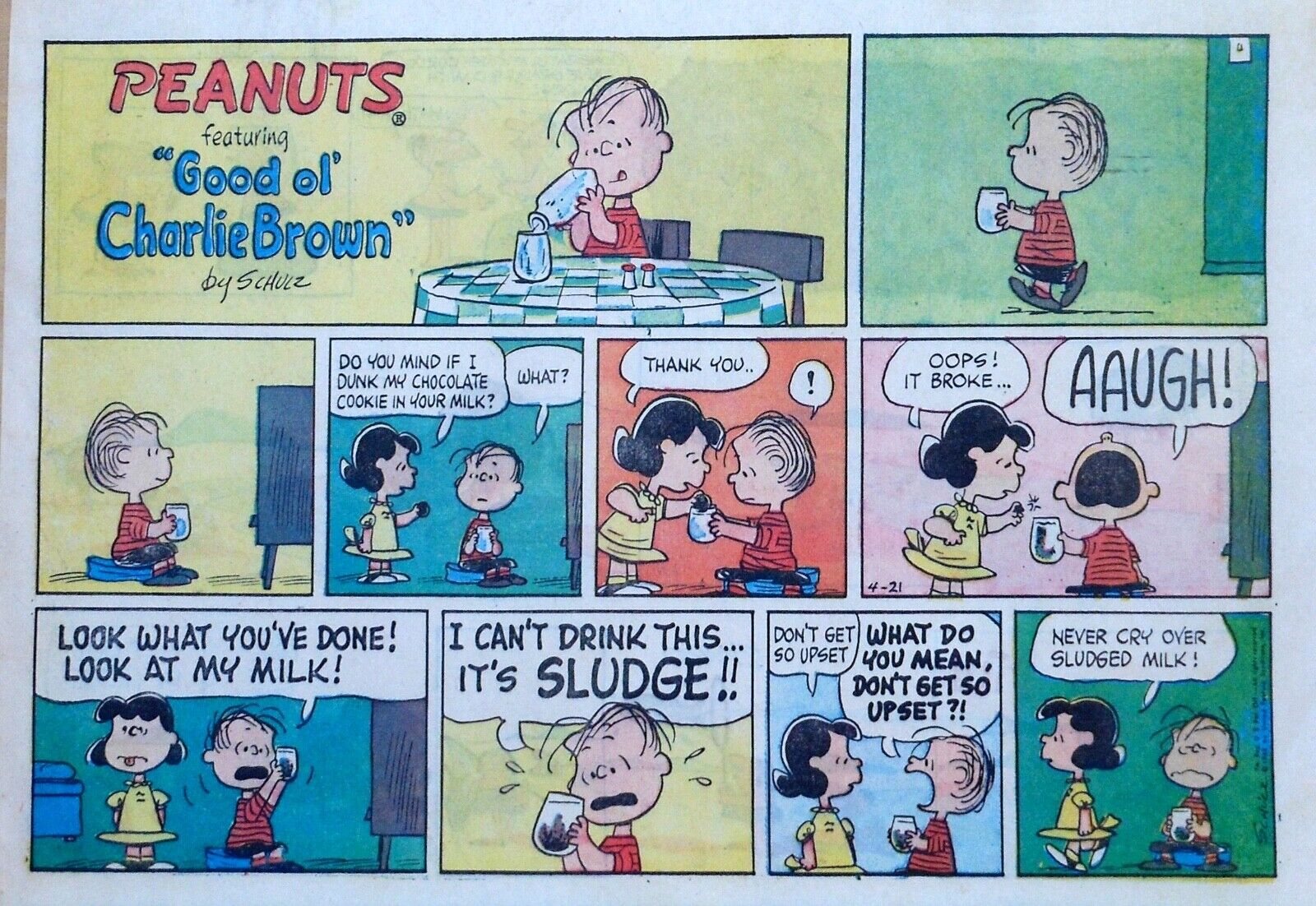 Peanuts by Charles Schulz - large half-page color Sunday Peanuts by Charles Schulz - large half-page color Sunday