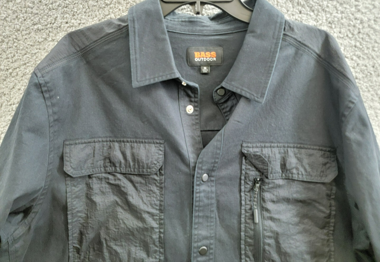 BASS OUTDOOR Relaxed Fit Worker Shirt Jacket Men's M Black Beauty Button Snap - Picture 3 of 19