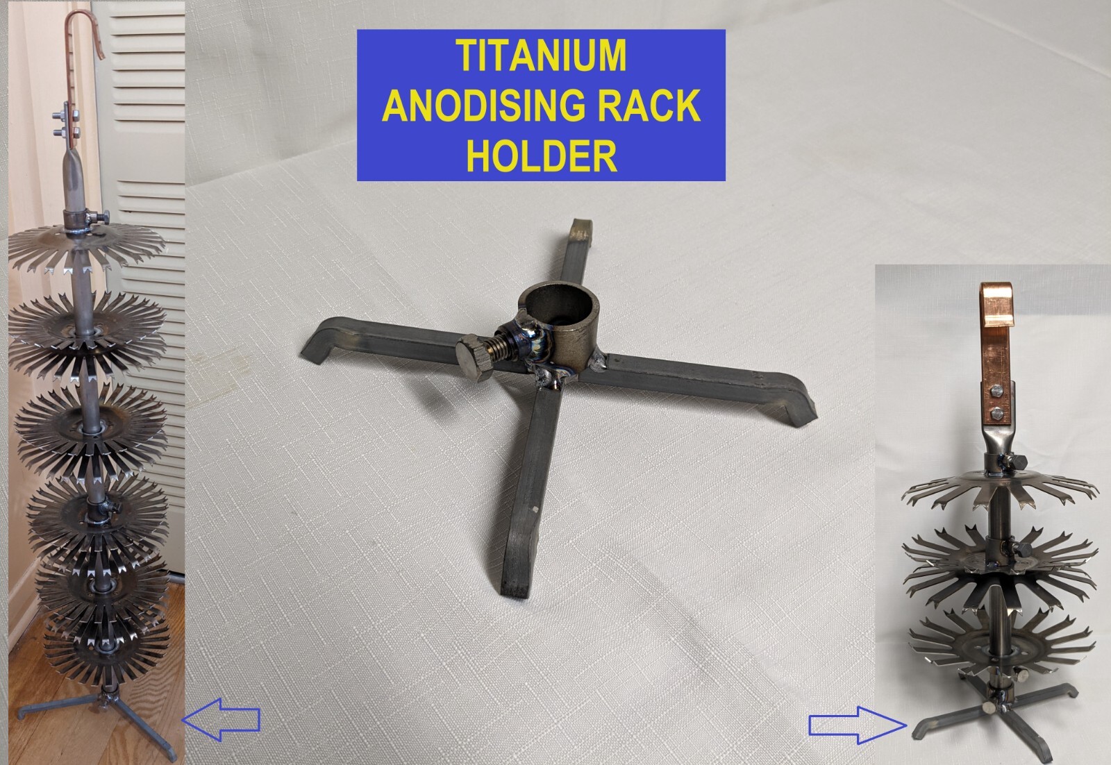 Aluminum Anodizing Titanium 4 Legs to hold 1