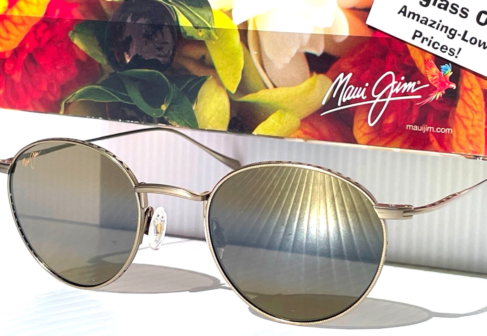 Pre-owned Maui Jim North Star Gold Titanium Polarized Bronze Lens Sunglass H757-16m