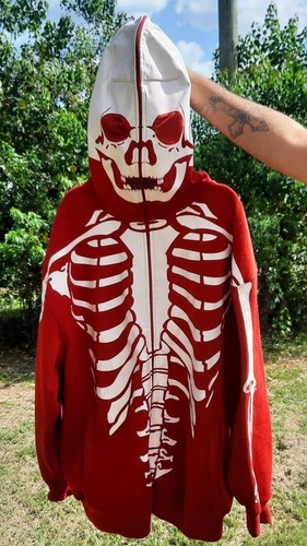 【骸骨】skull zip print long t shirt 骸骨】skull zip print long t shirt Oversized Long Sleeve