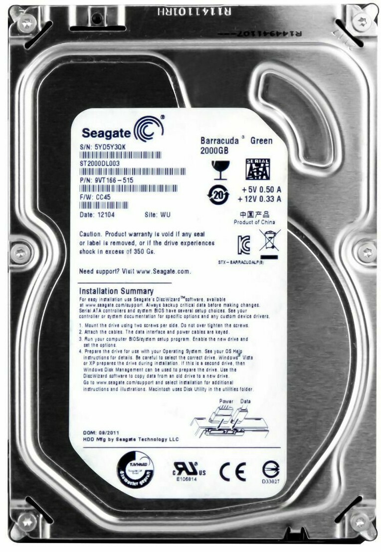 SEAGATE - SEAGATE製HDD　ST2000DL003　2TB SATA600 5900 Amazon.com: Seagate Barracuda Green 2TB SATA 6Gb/s 64MB