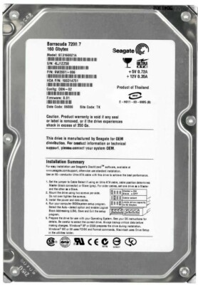 PCパーツ Seagate Barracuda ATA V Hard Drive ST3120023A 120GB 9jupf8b Seagate Barracuda ATA V Hard Drive ST3120023A 120GB 9jupf8b