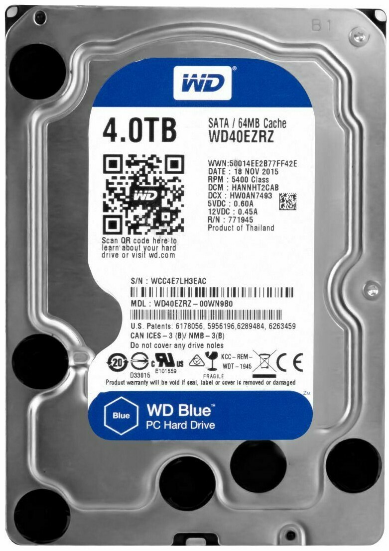 Hard Drive Western Digital Blue WD40EZRZ 4TB 5400RPM 64MB