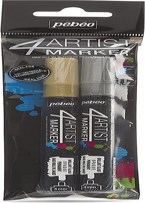 4Artist Marker, Duo Set, 4 Mm - Gold & Silver