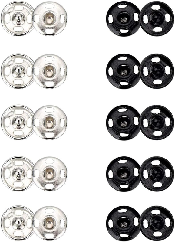 Clothes Hidden Button 100 Sets 10mm Sew-on Snap Buttons Stainless Steel Snap Fas
