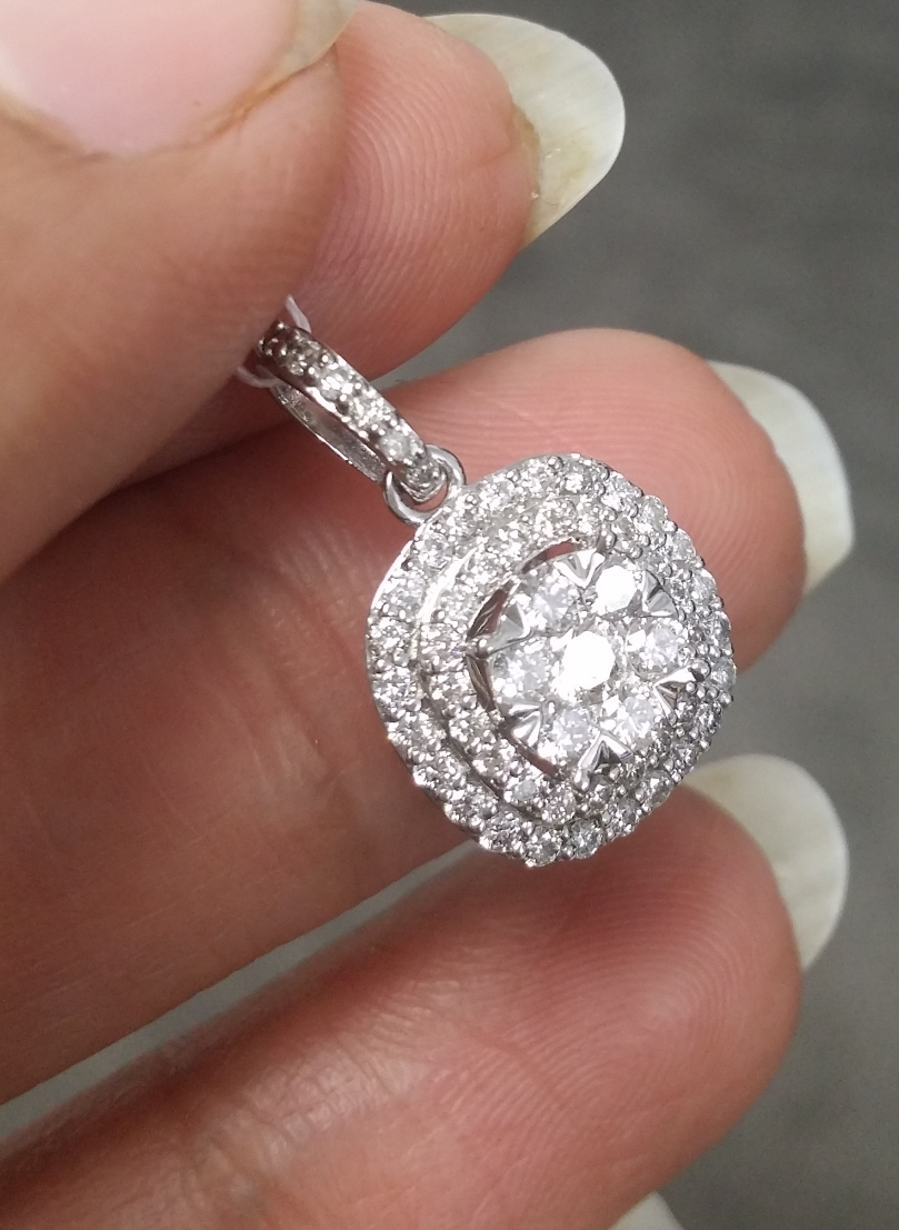 Pre-owned Handmade Steal Deal 0.80 Ctw Genuine Cluster Diamond Cushion Halo Pendant Charm 14k Gold