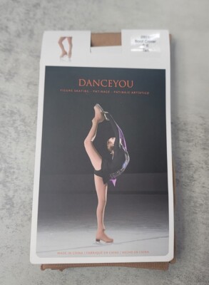Ice Skating Tan Dance Tights 85% Microfiber 15% Spandex DANCEYOU 2801 Boot Cover