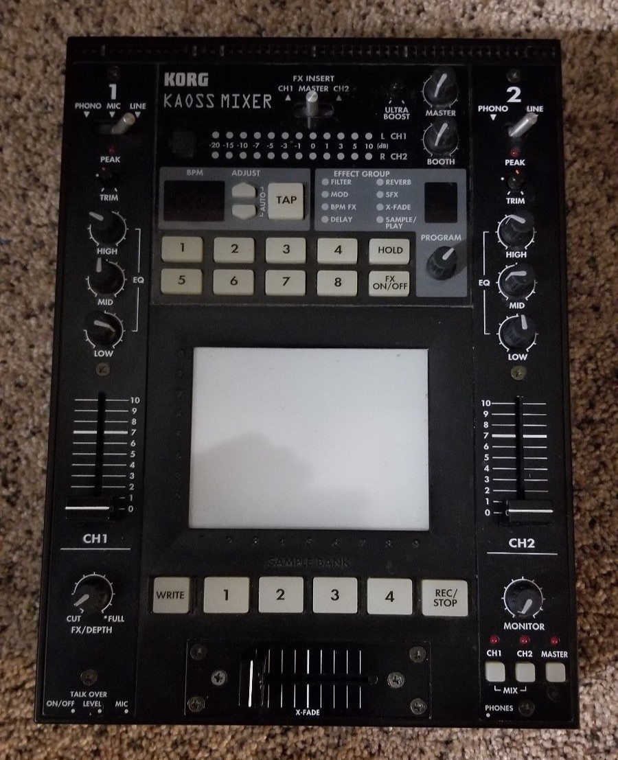 Korg KM-2 KM2 Kaoss Pad Mixer w/Power Supply and Hard Case