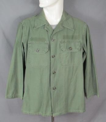 Vintage 1950s US Army Military Utility Field Shirt OD Cotton