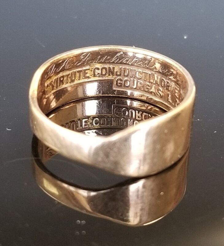 10k 417 Rose Gold Masonic 14th Antique Engraved Estate Legacy Sz 9  Ring Au 2284