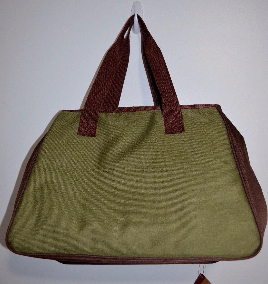 Insulated Picnic Tote & Dish set Green Brown