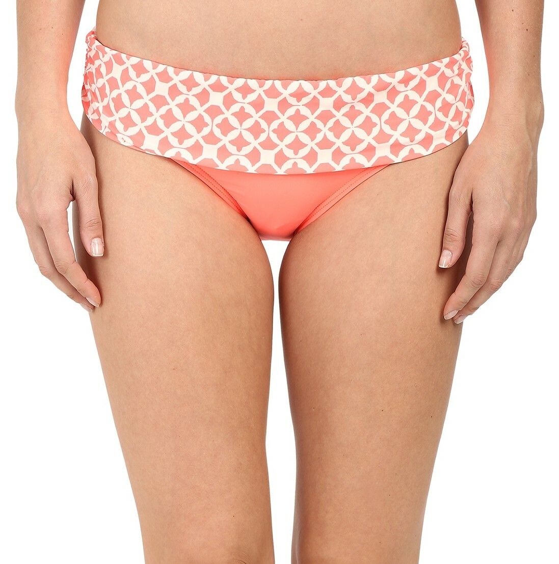 Athena Coastal Geo Banded Pant Bikini Bottom Orange Summer Swimwear Size 8