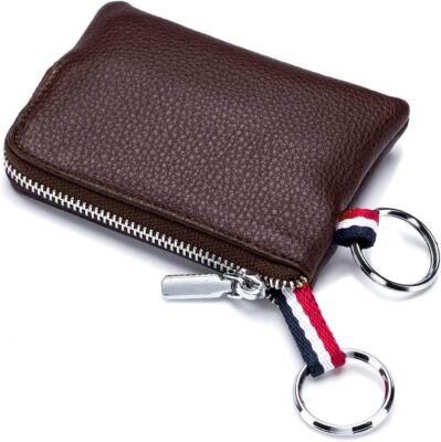 Leather Mini Coin Purse Women Men Small Keychain Wallet Money Change Card Holder
