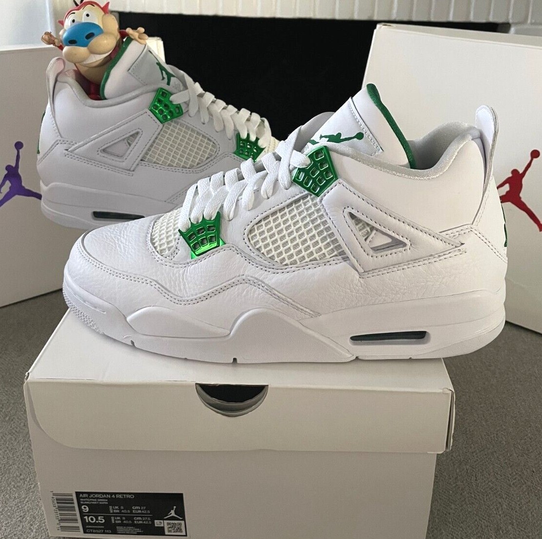 Pre-owned Jordan Nike Air  4 Metallic Candy Green 2020 8-13 Og Travis Golf Born Raised In White