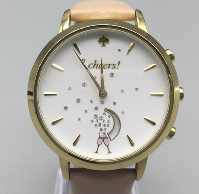 Kate Spade Metro Grand Hybrid Watch Women Gold Tone Leather Band New Battery