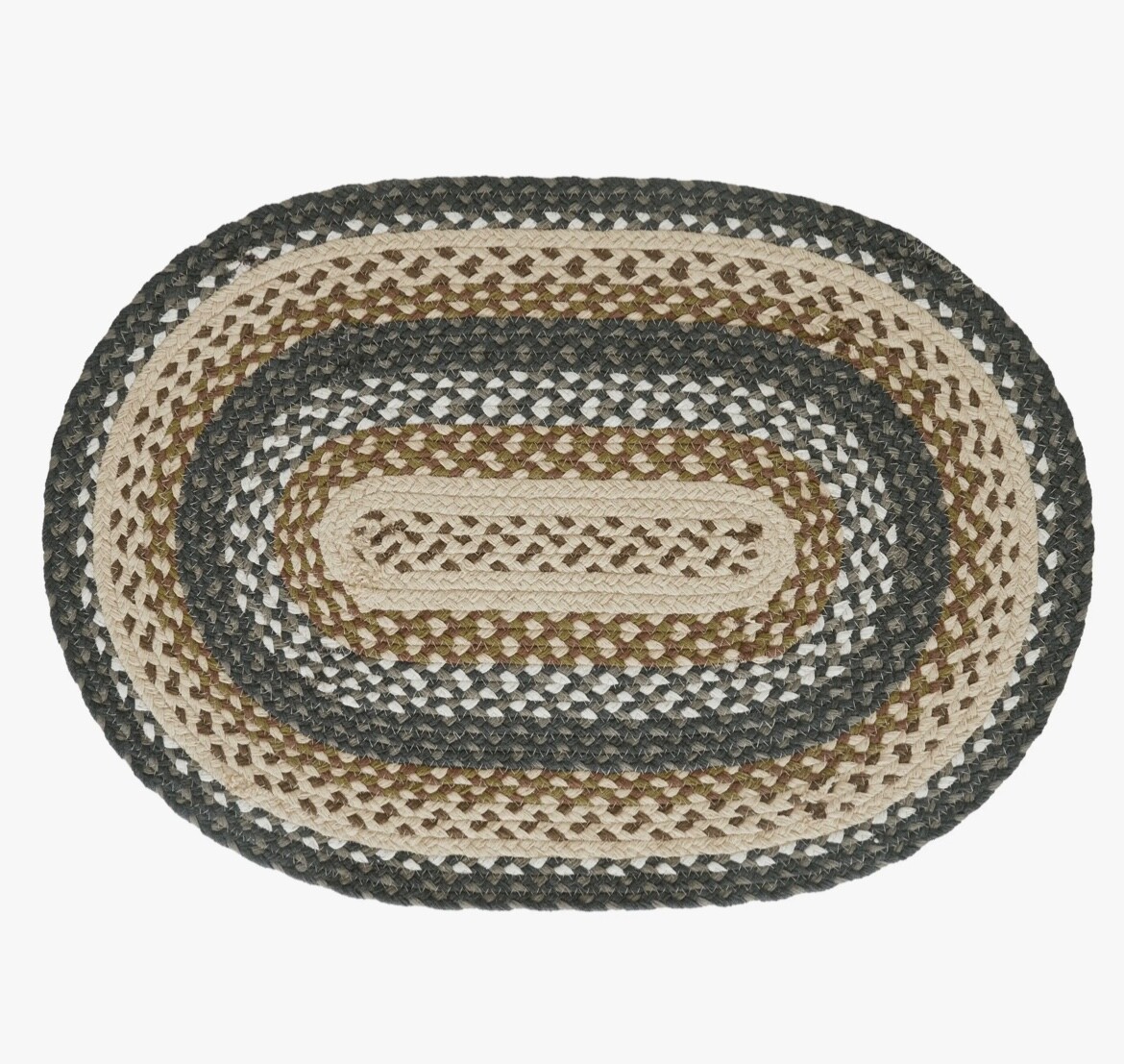 Grassland Braided Area Rug By IHF Rugs. Oval & Rectangle. Many Sizes. Green/Tan