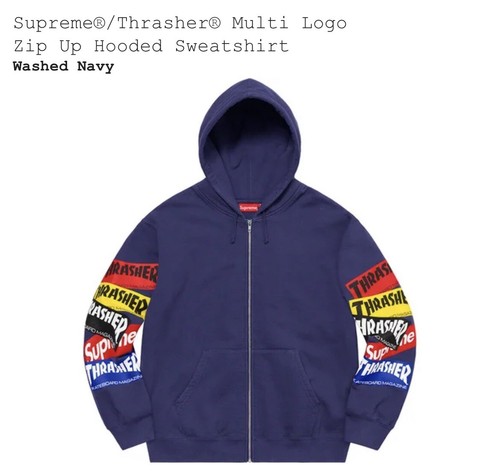 Supreme x Thrasher Multi Logo Zip Up Hooded Sweatshirt Size Supreme x Thrasher Multi Logo Zip Up Hooded Sweatshirt Size