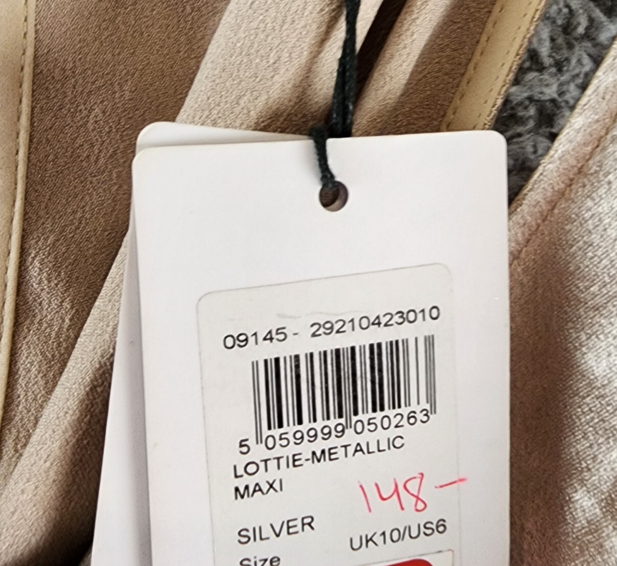 REISS Lottie Metallic Maxi Dress Women's 6 Silver Scoop Neck Back Button Closure - Picture 6 of 15