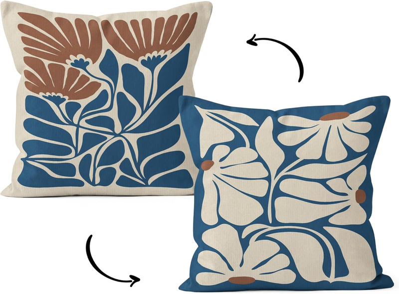 Boho Black and Beige Floral Pillow Covers 18X18,Botanical Neutral Plant Decorati