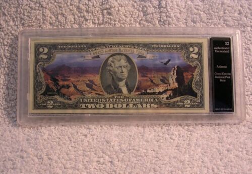 Grand Canyon National Park $2 Two Dollar Note Uncirculated Authentic - Colorized