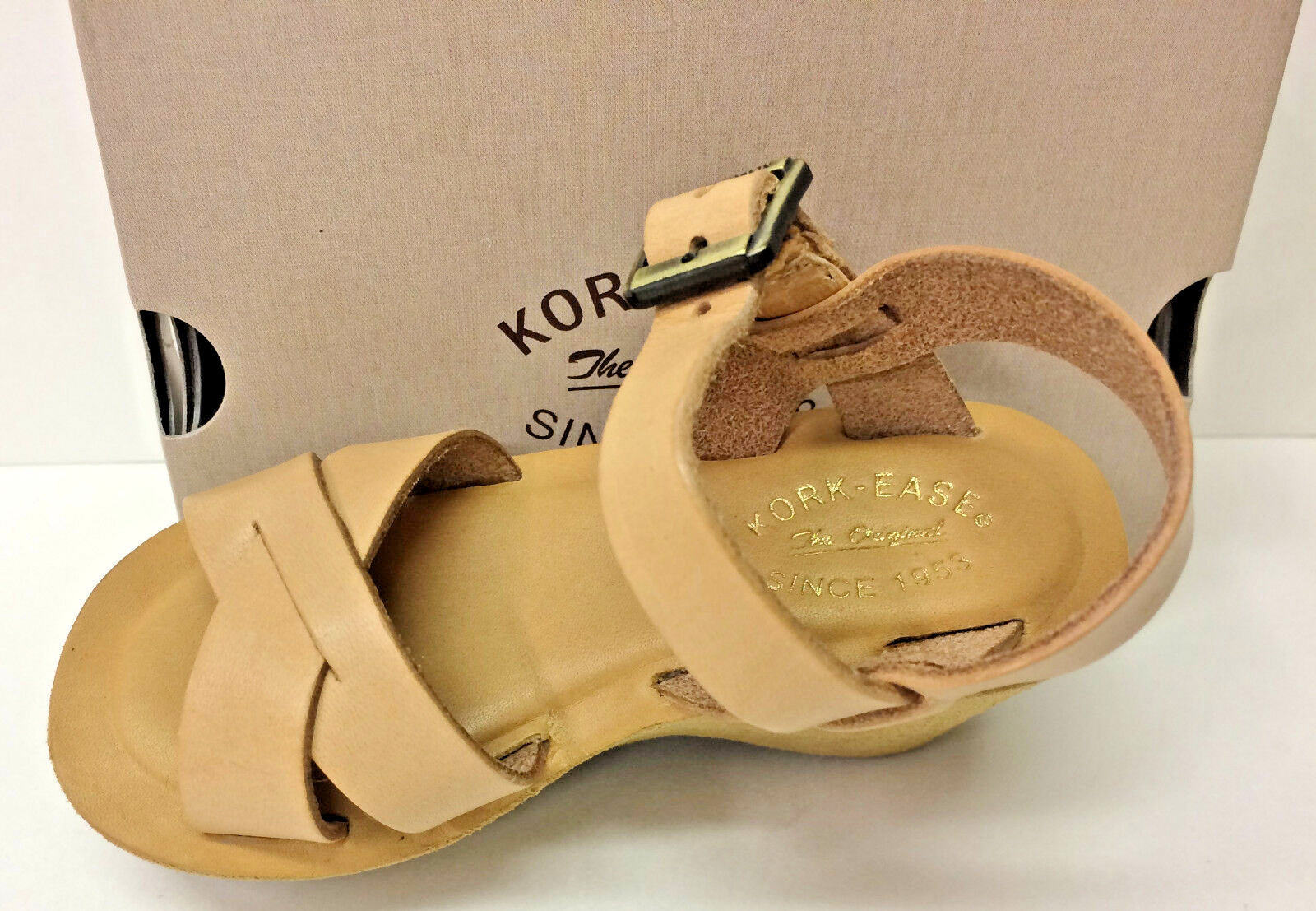 KORK EASE SALESMAN SAMPLE MINIATURE LEATHER SANDAL w/ SHOE BOX (one shoe)