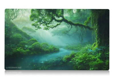Misty Rainforest Playmat - 24''x14'' Simic Magic the Gathering MTG Land Gift Mana